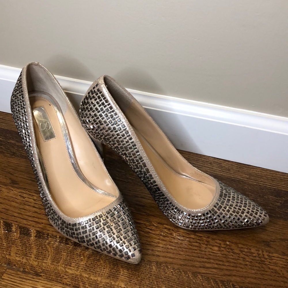 Gorgeous gem studded heels. Worn once.